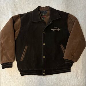 VTG 90s Pacific Flyer Embroidered Varsity Jacket Faux Suede Sz Large Streetwear